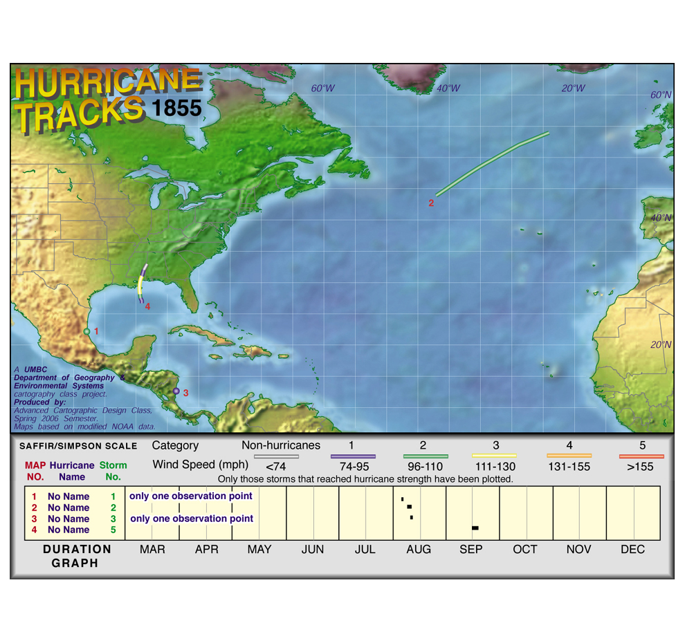 1855 Hurricane Tracks