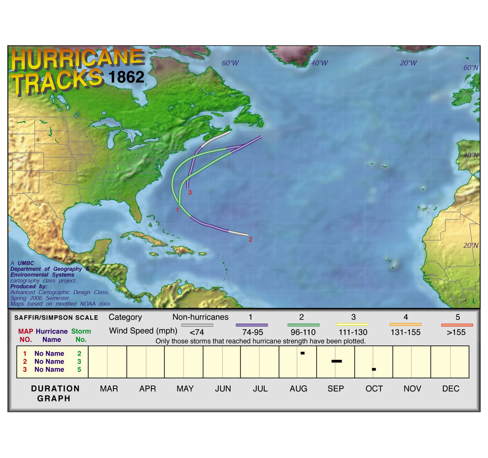 1862 Hurricane Tracks