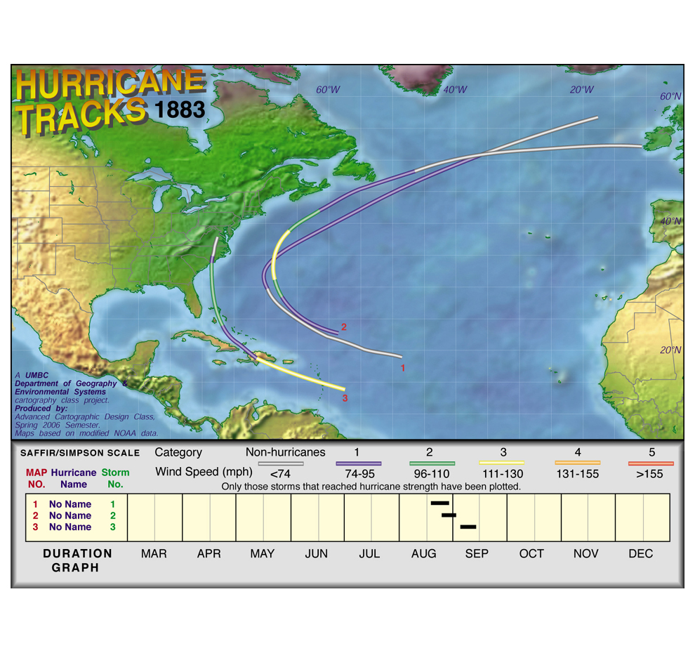 1883 Hurricane Tracks