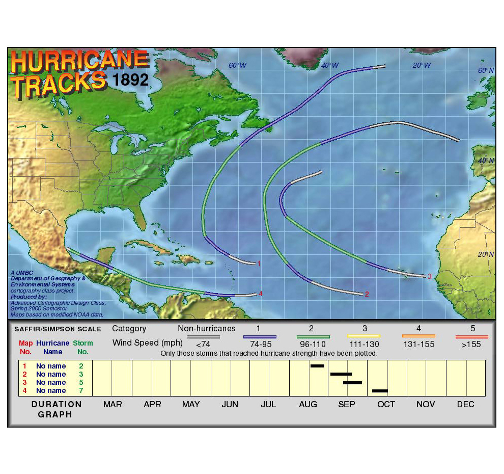 1892 Hurricane Tracks
