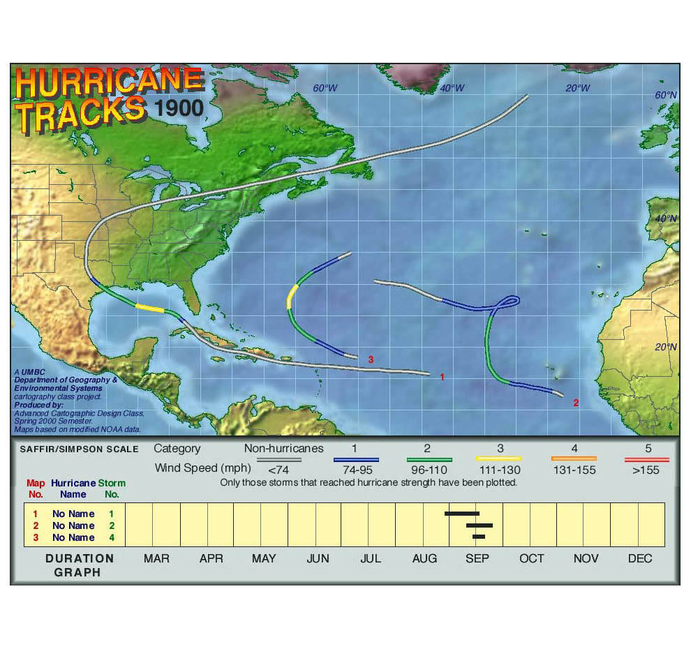 1900 Hurricane Tracks