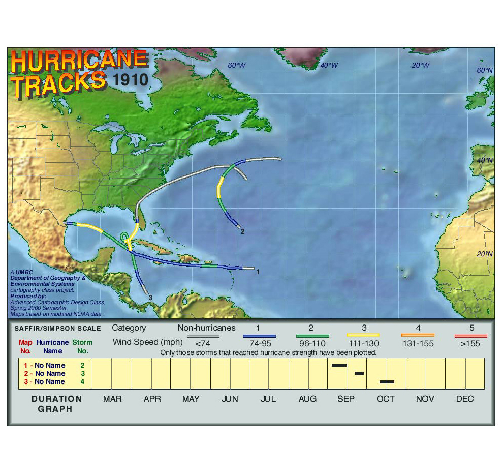 1910 Hurricane Tracks