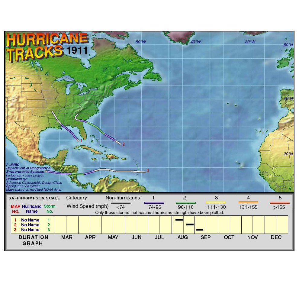 1911 Hurricane Tracks