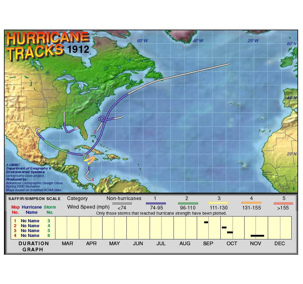 1912 Hurricane Tracks