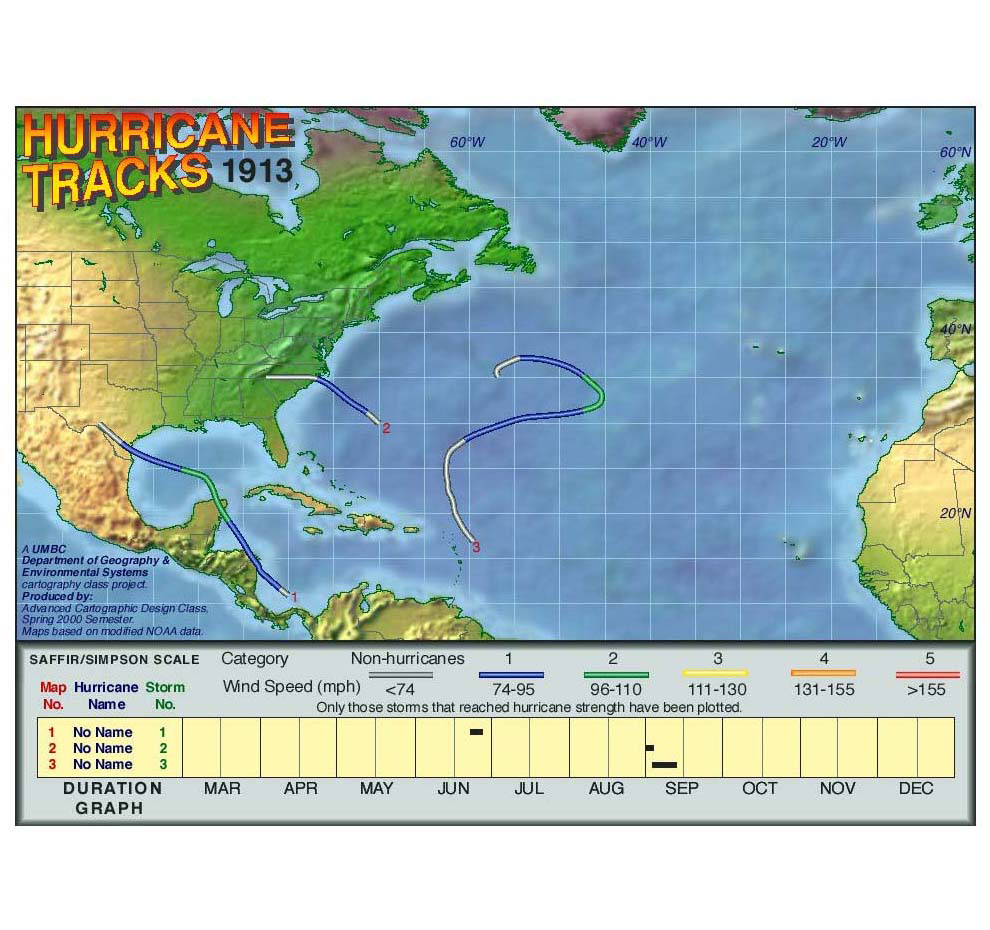 1913 Hurricane Tracks