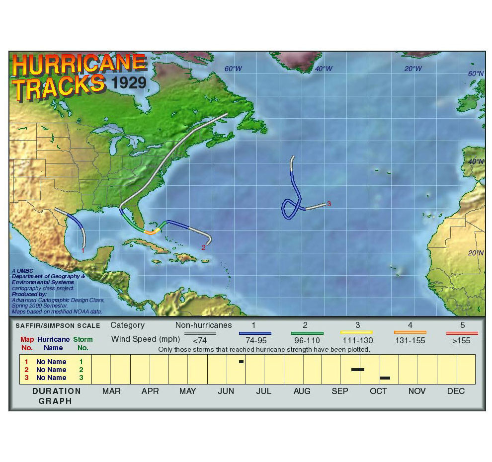 1929 Hurricane Tracks