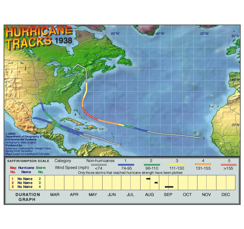1938 Hurricane Tracks