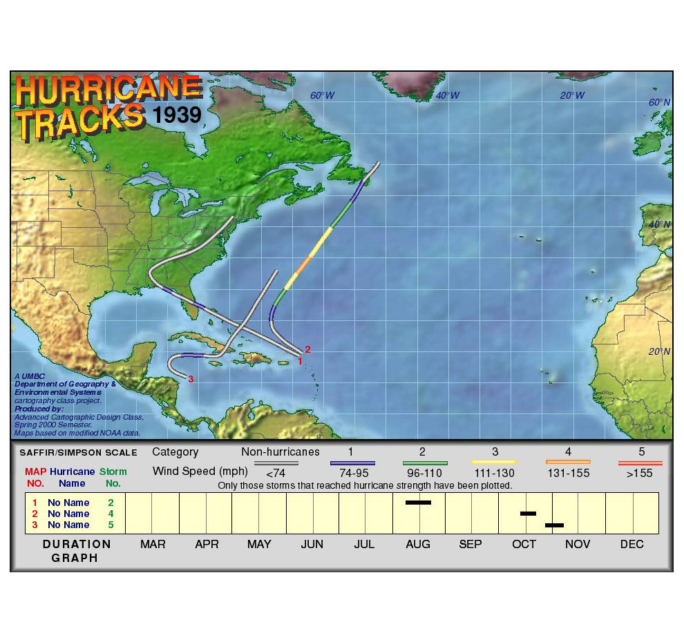 1939 Hurricane Tracks