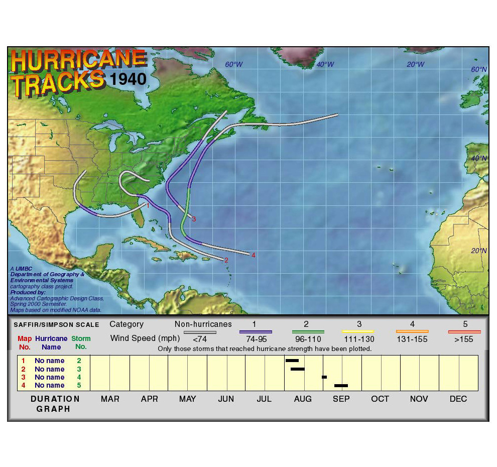 1940 Hurricane Tracks