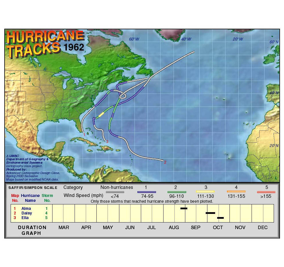 1962 Hurricane Tracks