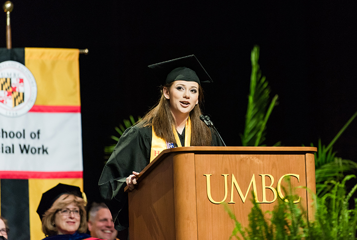 Valedictorian Kara Seidel addresses the class of 2018.