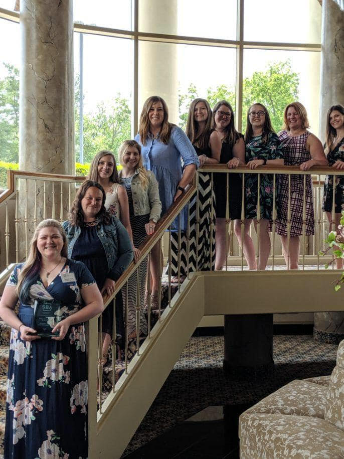 Walls is joined by some of the teachers at her daycare at the award celebration. Photo courtesy of Samantha Wells.